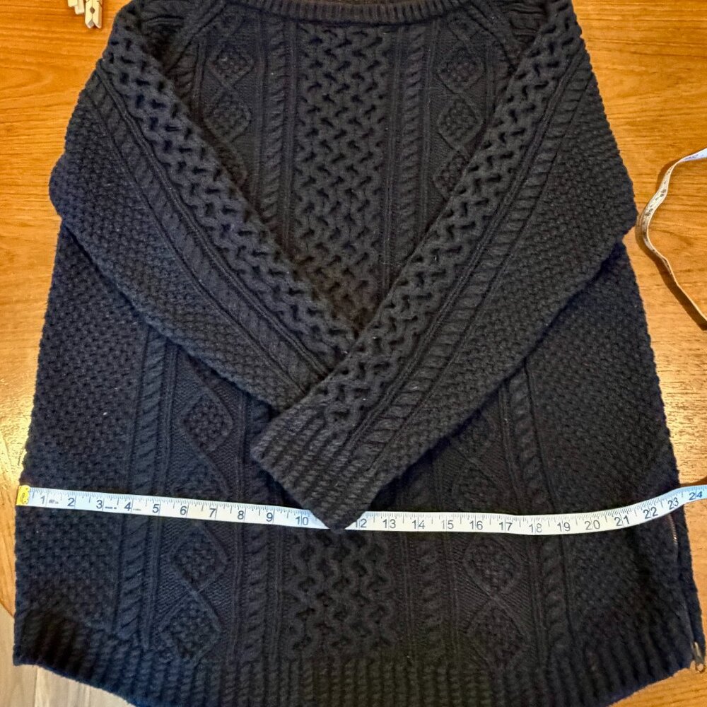 L.L. Bean Women's Signature Cotton Fisherman Tunic Sweater Large Side Zips GUC